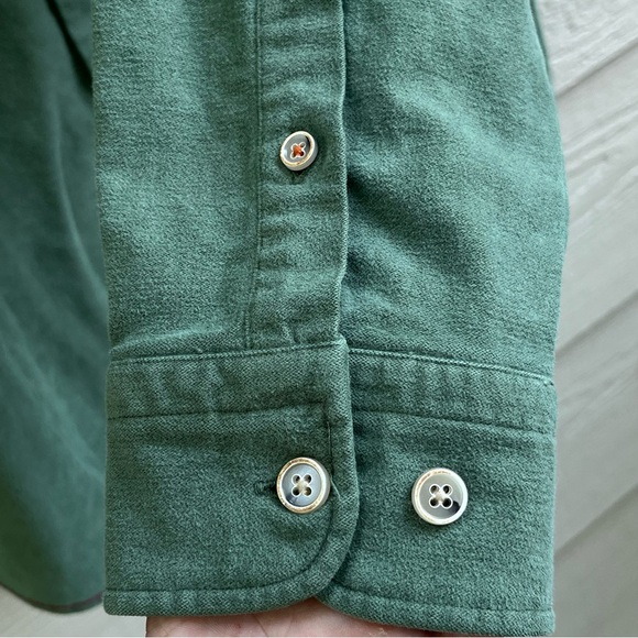 Carbon 2 Cobalt Green Button Shirt Men Large Long Sleeve Heavy Cotton Collared - Picture 5 of 7